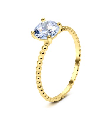 Gold Plated CZ Silver Ring NSR-2580-GP